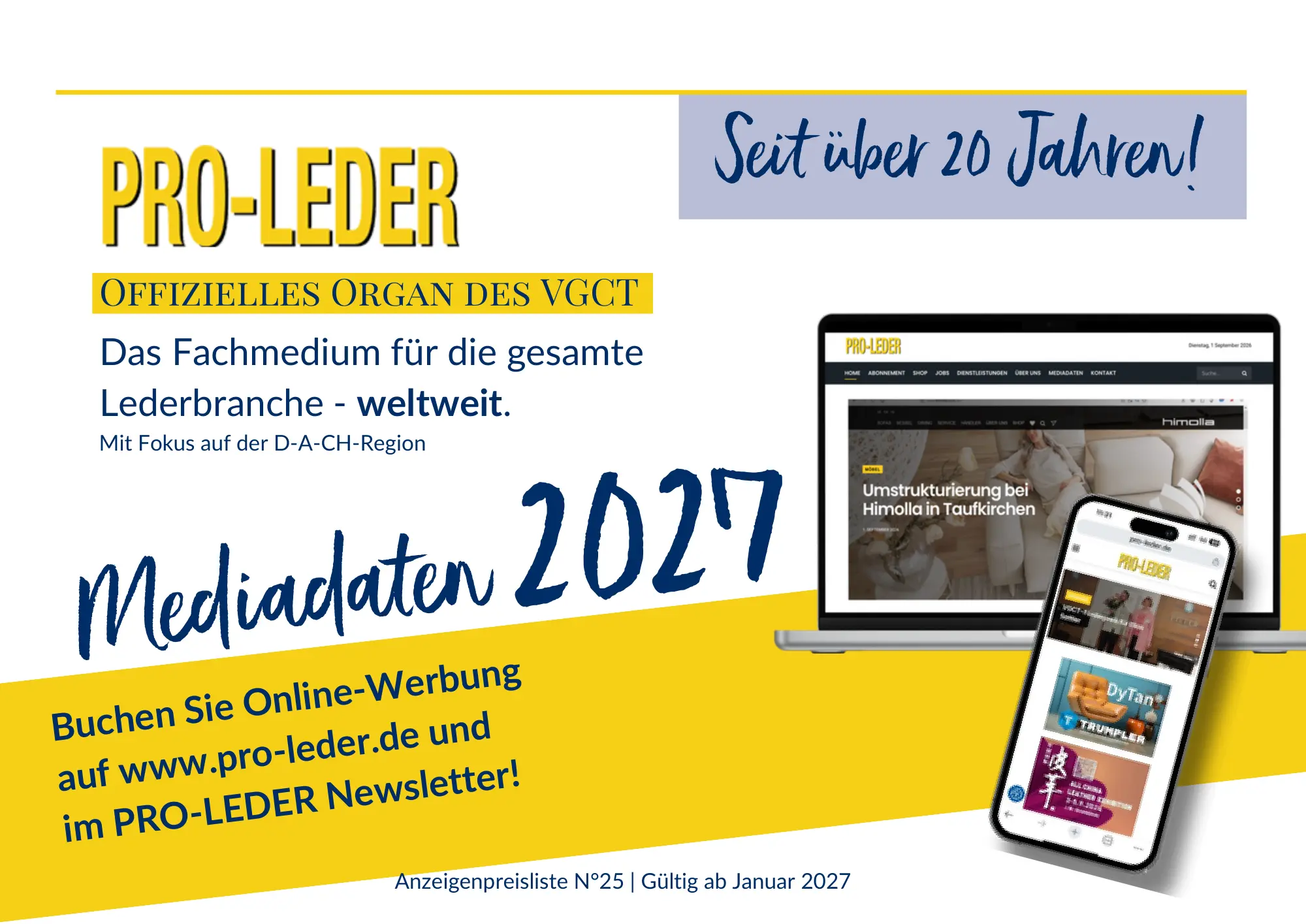 PRO-LEDER Mediadaten 2027: Anzeigenpreisliste für Online-Werbung auf der Fachmagazin-Website und im Newsletter